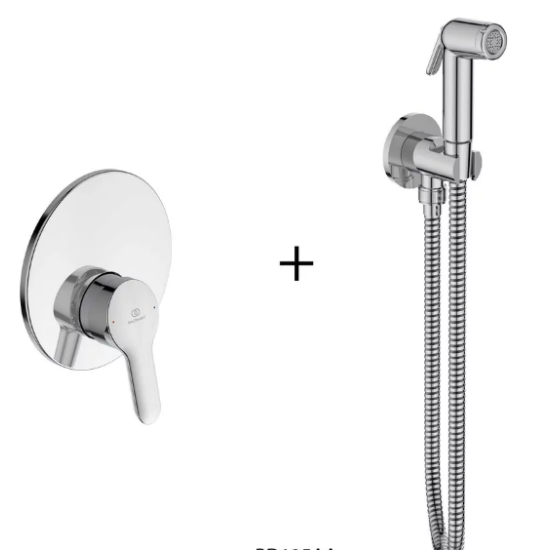 Set dus igiena intima Alpha Ideal Standard cu agatatoare para furtun si baterie incastrata