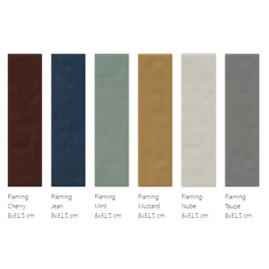 Faianta Flaming Cherry Lucioasa, tip Metro, 8.5 x 31 cm, Arcana