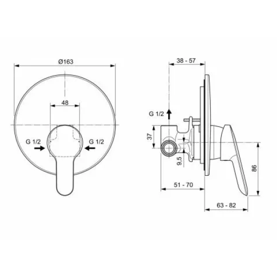 Set dus igiena intima Alpha Ideal Standard cu agatatoare para furtun si baterie incastrata