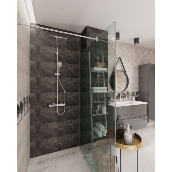 Faianta Willow Sky Dark Grey rectificata, 29x89 cm, Cersanit