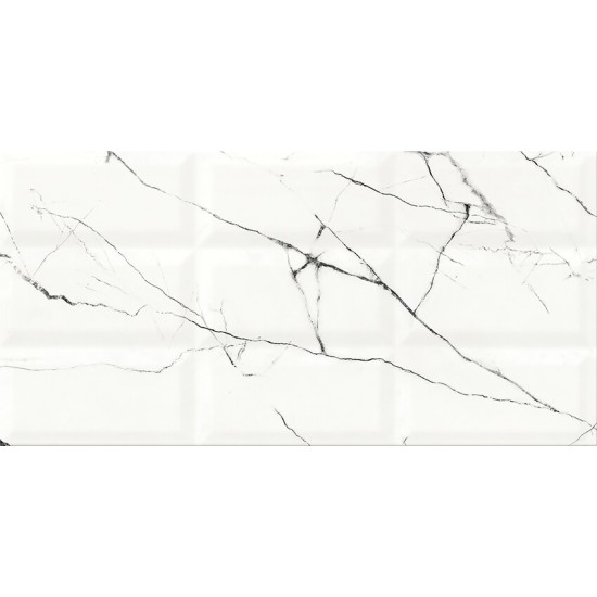 Faianta ARCE WHITE STRUCTURE GLOSSY, 29.7 x 59.8 cm, Cersanit