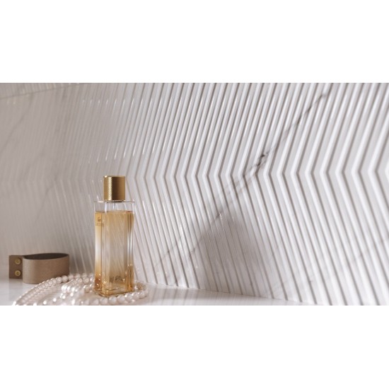 Faianta Carrara Chic White Glossy, Rectificata Lucioasa 29 x 89 cm