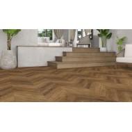 GRESIE HERRINGBONE BROWN MATA RECTIFICATA, 60 x 120 cm