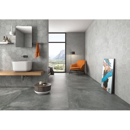 GRESIE HEXA GROUNDHEX GRIS 25.8X29, HEXAGONALA GEOTILES