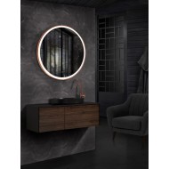 Oglinda rotundă Paris 60, cu rama aurie si iluminare led