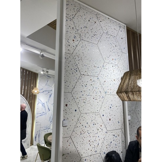 GRESIE HEXAGONALA CONFETI WHITE 56 x 48.5 cm, REALONDA