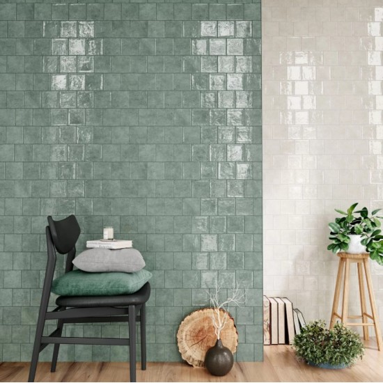 Faianta Nuance Egret, tip Metro, Verde Menta 10 x 20 cm, Ribesalbes