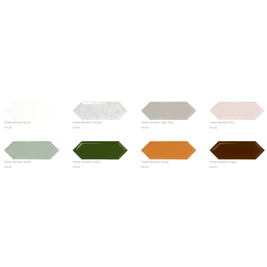 Faianta Picket Beveled Green, tip Metro, Hexagon Lucios, 10 x 30 cm, Ribesalbes