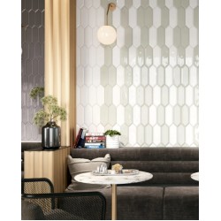 Faianta Picket Beveled Light Grey, tip Metro, Hexagon Lucios, 10 x 30 cm, Ribesalbes