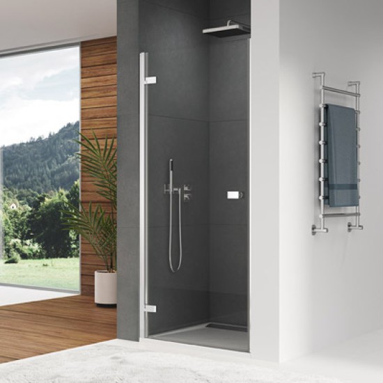 CADURA Usa batanta dintr-o bucata, prindere pe partea stanga, latime 900 mm, sticla securizata transparenta