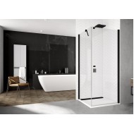 Cabina de dus Solino Black 90x90cm, cu usa batanta, Sanswiss