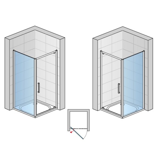 Cabina de dus cu usa batanta si perete lateral fix,  900 x 900 mm, SanSwiss