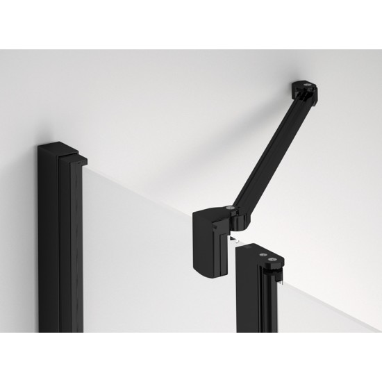 Cabina de dus Solino Black 90x90cm, cu usa pliabila 180 grade, din 2 piese, Sanswiss