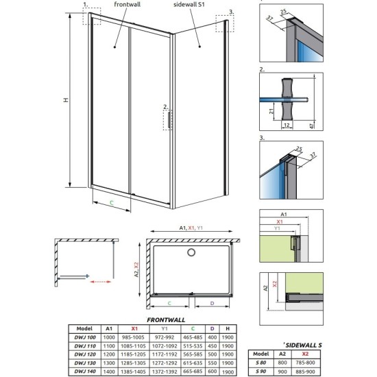 Cabina de dus dreptunghiulara Alienta 130x80, Radaway