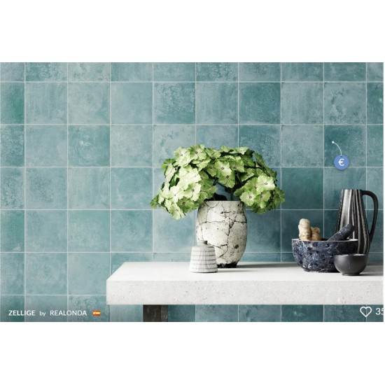 Gresie Zellige Aqua lucioasa 33 x 33 cm, REALONDA