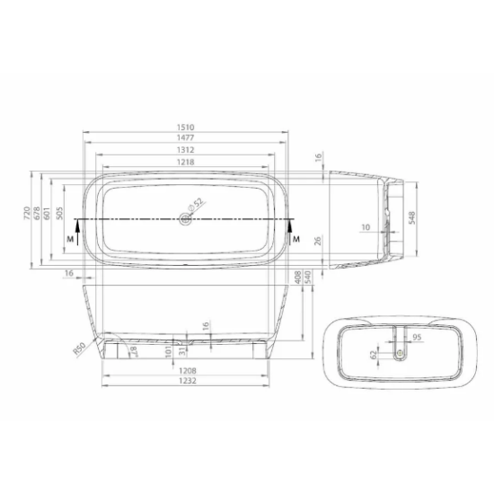 Cada freestanding Volans alb 151 x 72 cm fara preaplin