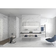 Faianta WHITE SOUL 29.5 x 90 cm  Marmorata, Rectificata Lucioasa