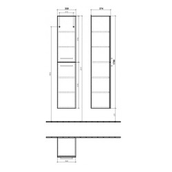 Dulap inalt, pe dreapta, 35 x 176 cm, negru cristal, Avento