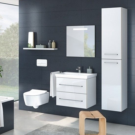 Dulap inalt, pe dreapta, 35 x 176 cm, negru cristal, Avento