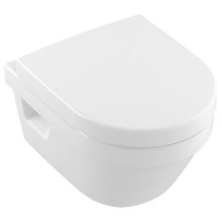 Villeroy-Boch, Arhitectura, set vas WC suspendat, rotund, cu capac soft close, quick release alb alpin