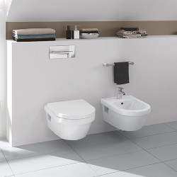 Villeroy-Boch, Set vas WC suspendat Arhitectura, cu capac soft close, quick release, alb alpin rotund, direct flush