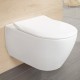 Villeroy-Boch, Set vas WC suspendat Subway 2.0, direct flush, cu capac slim, soft close, alb