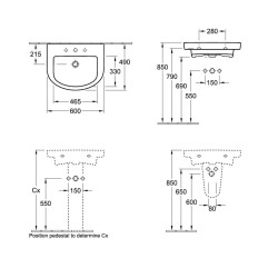 Villeroy-Boch, Lavoar suspendat, 60 x 49 cm, alb alpin, Subway 2.0