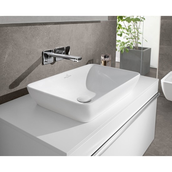 Lavoar dreptunghiular, pentru mobilier, 55 cm, alb alpin, Venticello