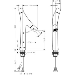 Baterie lavoar Hansgrohe Axor Starck Organic 365 cu montaj pe blat