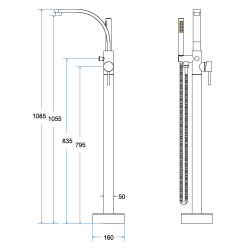Baterie cada freestanding DECCO, crom