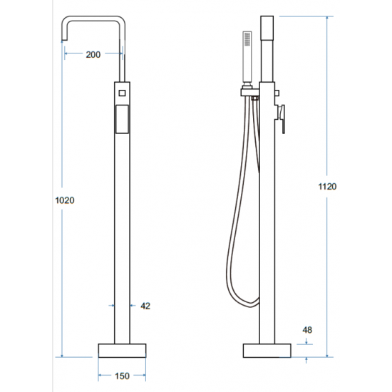 Baterie cada freestanding MODERN 1, negru mat