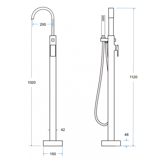 Baterie cada freestanding MODERN 2, crom, Ideal Standard