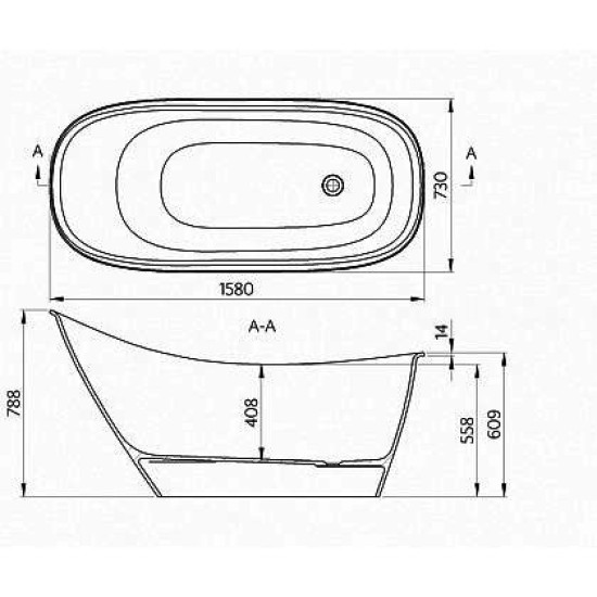 Cada freestanding BERGAMO, 158 x 73 x 78.6 cm, Cast Marble