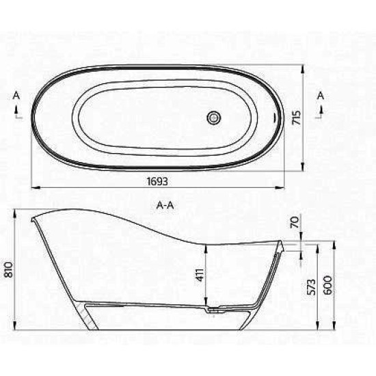 Cada freestanding SORRENTO, 169.3 x 71.5 x 81 cm, Cast Marble