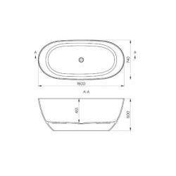Cada freestanding TORONTO, 160 x 74 x 60 cm, Cast Marble