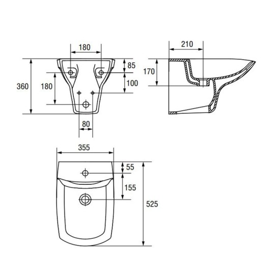 Cersanit, Carina, bideu suspendat alb