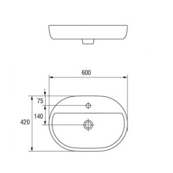 Cersanit, Caspia, lavoar oval pe blat, 60 cm