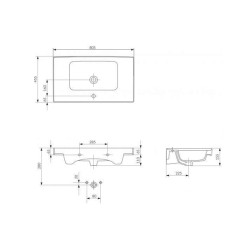 Cersanit, Crea, lavoar pentru mobilier, 80 cm