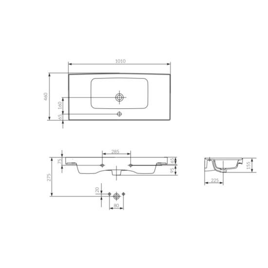 Cersanit, Crea, lavoar pentru mobilier, 100 cm
