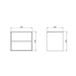 Cersanit, Crea, mobilier cu doua sertare, 60 cm, alb