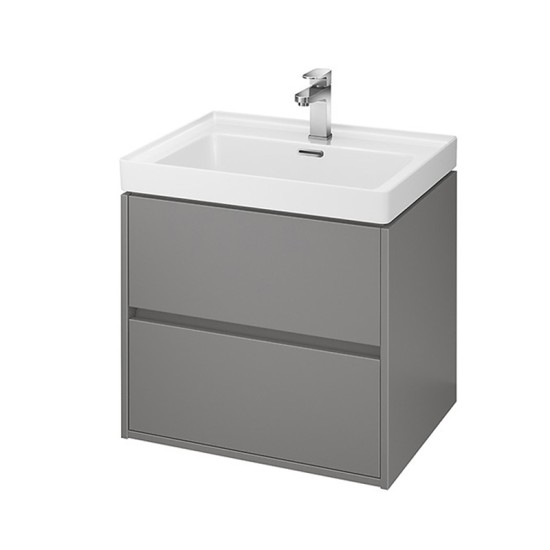 Cersanit, Crea, mobilier cu doua sertare, 60 cm, gri