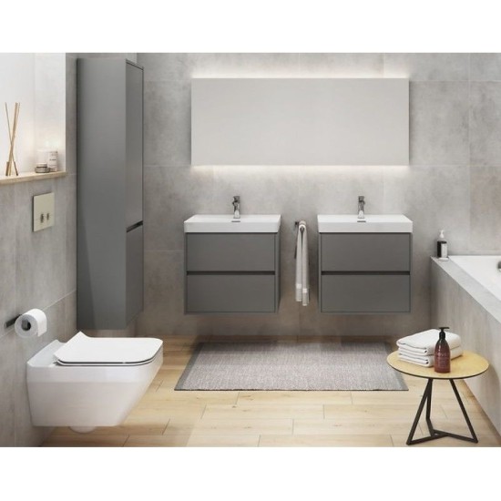 Cersanit, Crea, dulap coloana cu doua usi, 140 cm, gri