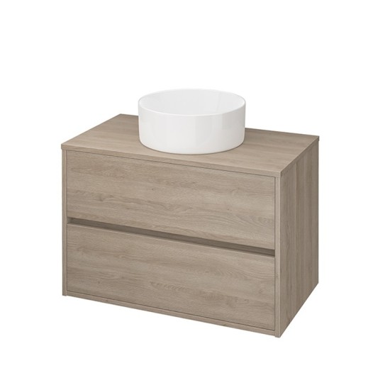 Cersanit, Crea, mobilier pentru lavoar pe blat, 80 cm, stejar