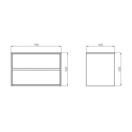 Cersanit, Crea, mobilier pentru lavoar pe blat, 80 cm, gri