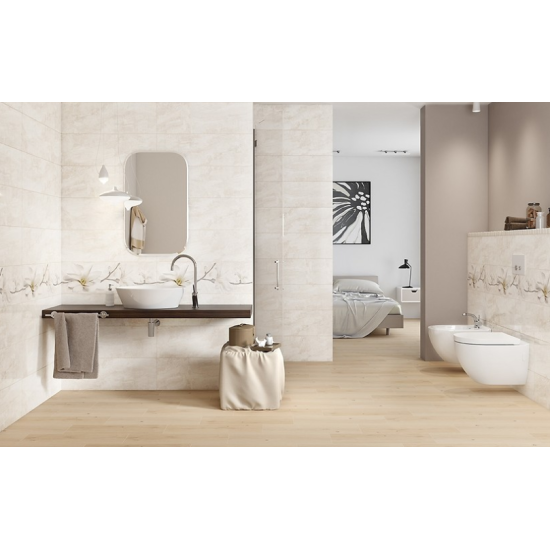 Decor Stone Flowers Beige Inserto 25 x 75 cm, Cersanit