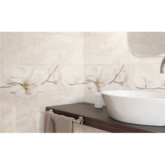 Decor Stone Flowers Beige Inserto 25 x 75 cm, Cersanit