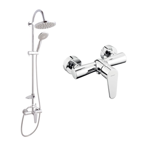Set dus cu cap dus fix si mobil, crom, Algeo