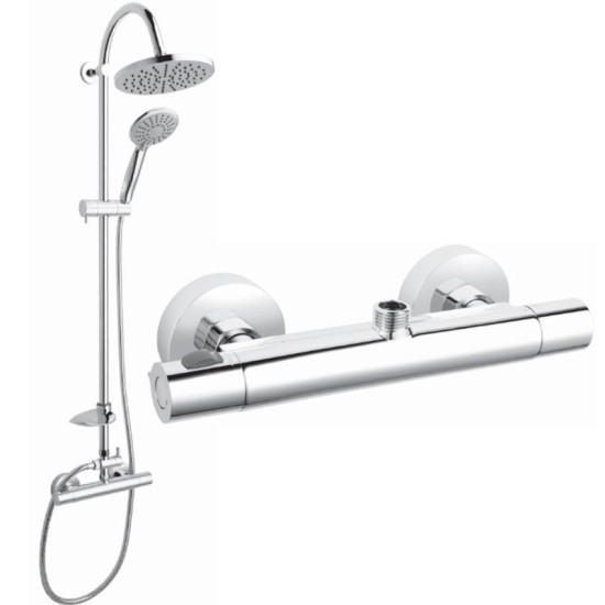 Set dus cu cap dus fix si mobil, crom, Trinity