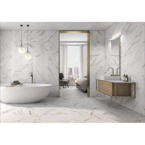 Faianta Decor Calacatta Paonazzo, Marmorata, Rectificata Lucioasa 29.5 x 90 cm