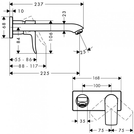 Ornament baterie lavoar perete METRIS, Hansgrohe